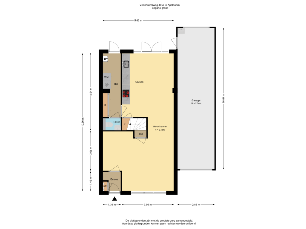 View floorplan of Begane grond of Veenhuizerweg 40-A