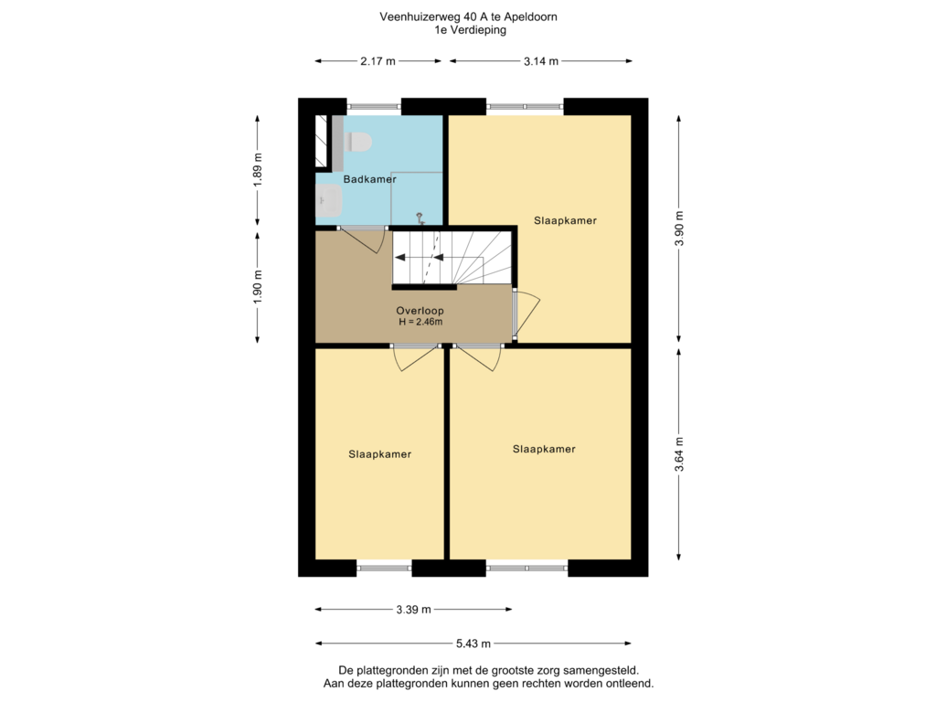 View floorplan of 1e Verdieping of Veenhuizerweg 40-A