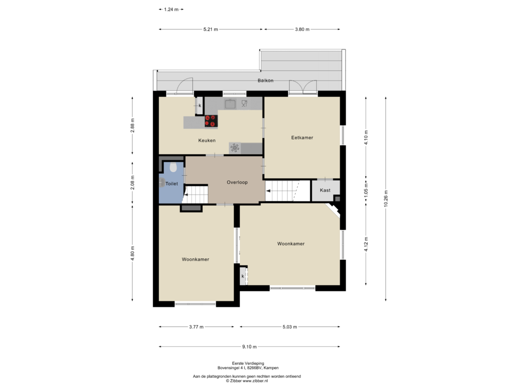 Bekijk plattegrond van Eerste Verdieping van Bovensingel 4-I