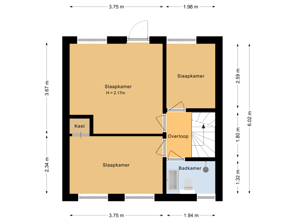 View floorplan of Eerste verdieping of Julianastraat 20