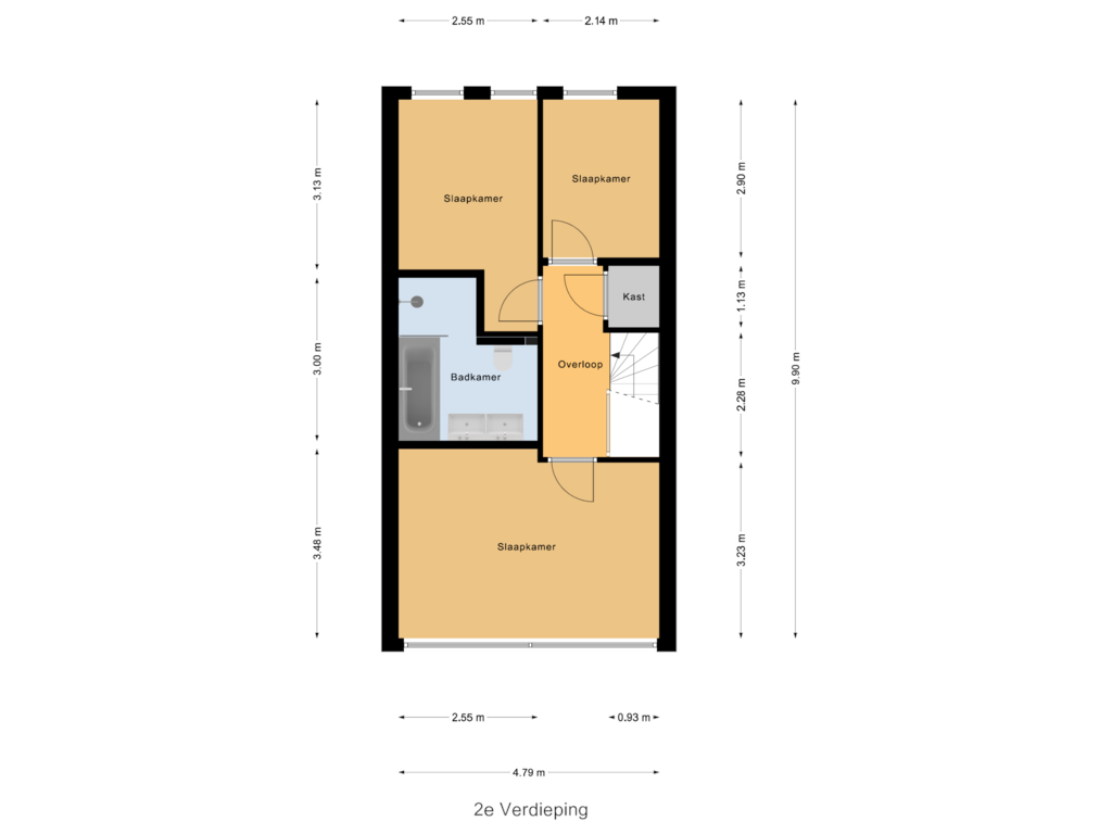 View floorplan of 2e Verdieping of Willem Hedastraat 151