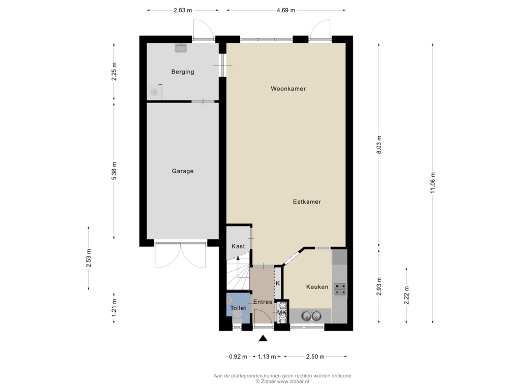 View floorplan of Begane grond of Hanzestraat 1