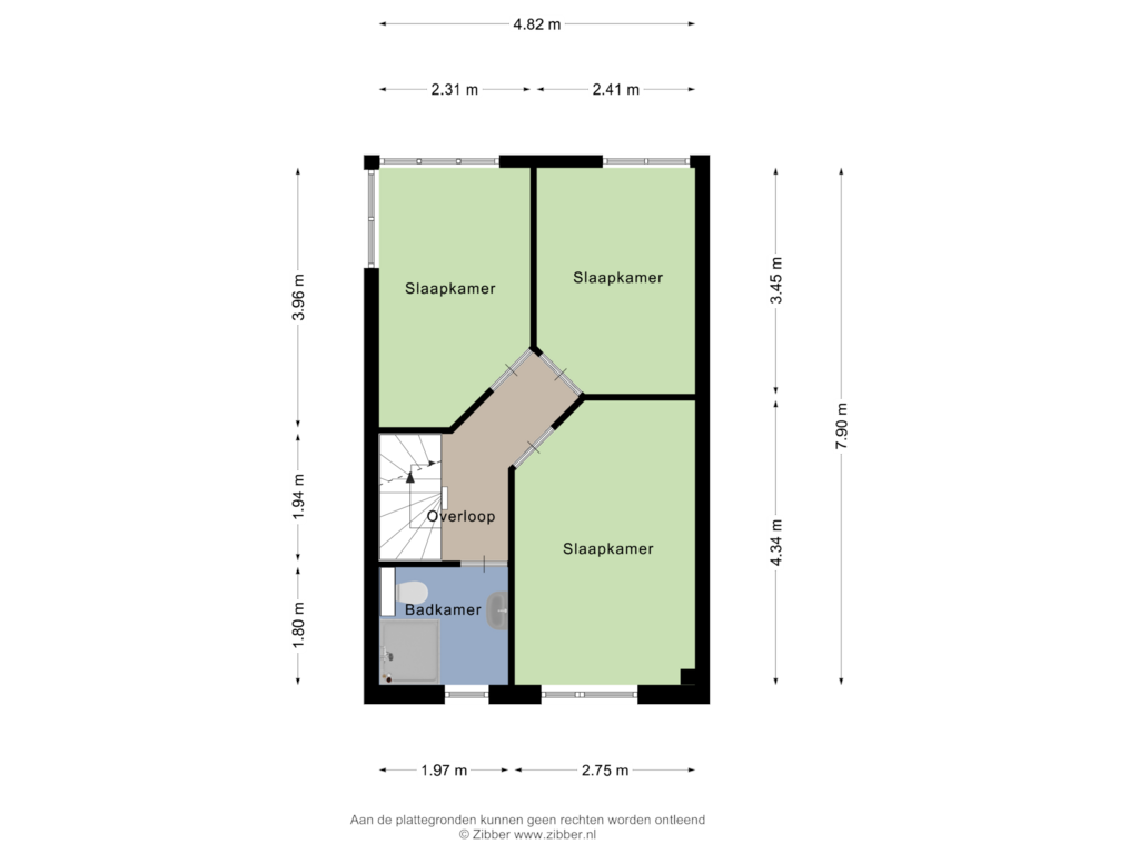 View floorplan of Eerste verdieping of Hanzestraat 1