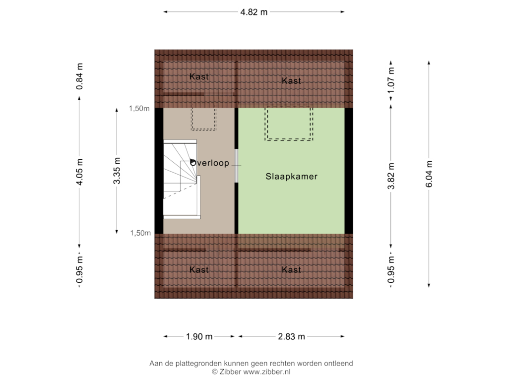 View floorplan of Tweede verdieping of Hanzestraat 1