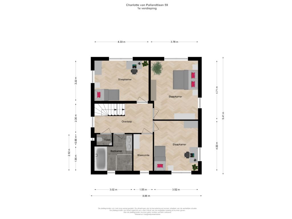 Bekijk plattegrond van 1e verdieping van Charlotte van Pallandtlaan 59