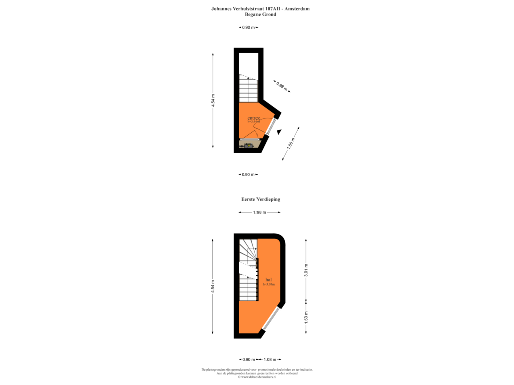 Bekijk plattegrond van Begane Grond & Eerste Verdieping van Johannes Verhulststraat 107-A2