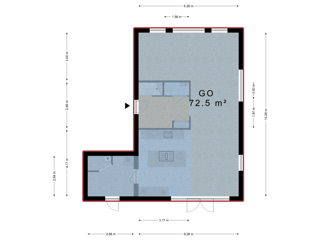 View floorplan of Begane Grond of Noordervaart 140-C