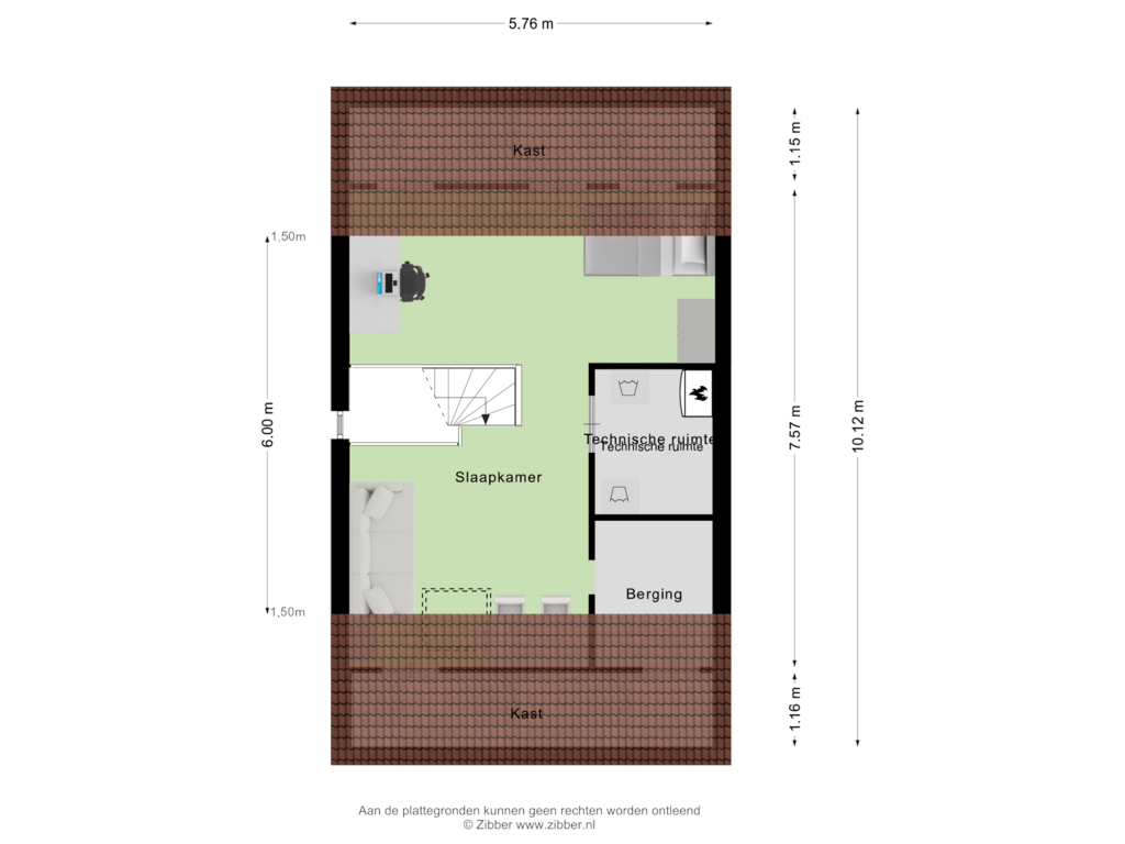 Bekijk plattegrond van Tweede Verdieping van Berg en Boschweg 38