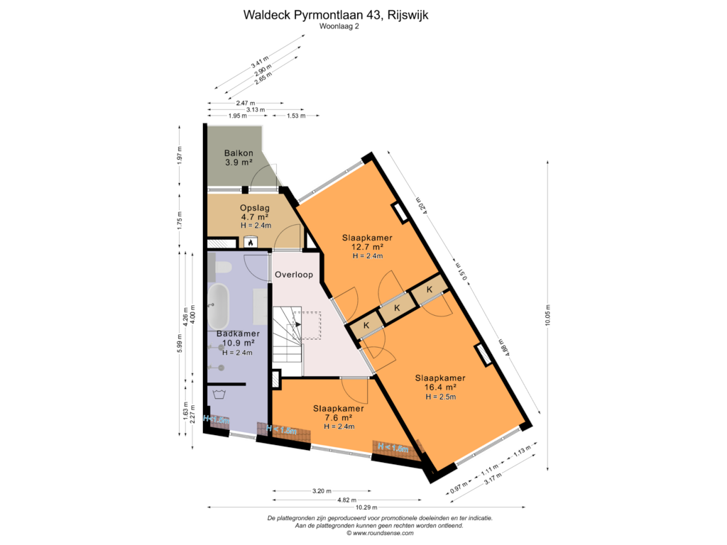 Bekijk plattegrond van Woonlaag 2 van Waldeck Pyrmontlaan 43