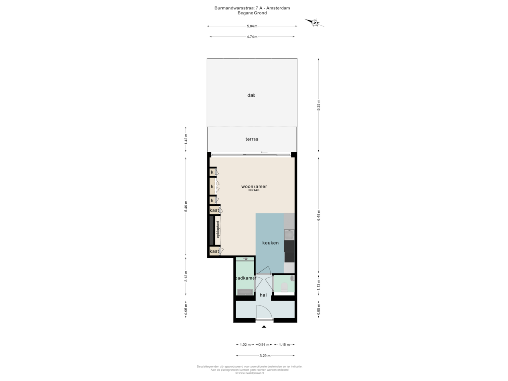 View floorplan of BEGANE GROND of Burmandwarsstraat 7-A