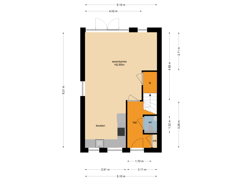 View floorplan of Begane grond of Bonifatiushof 16