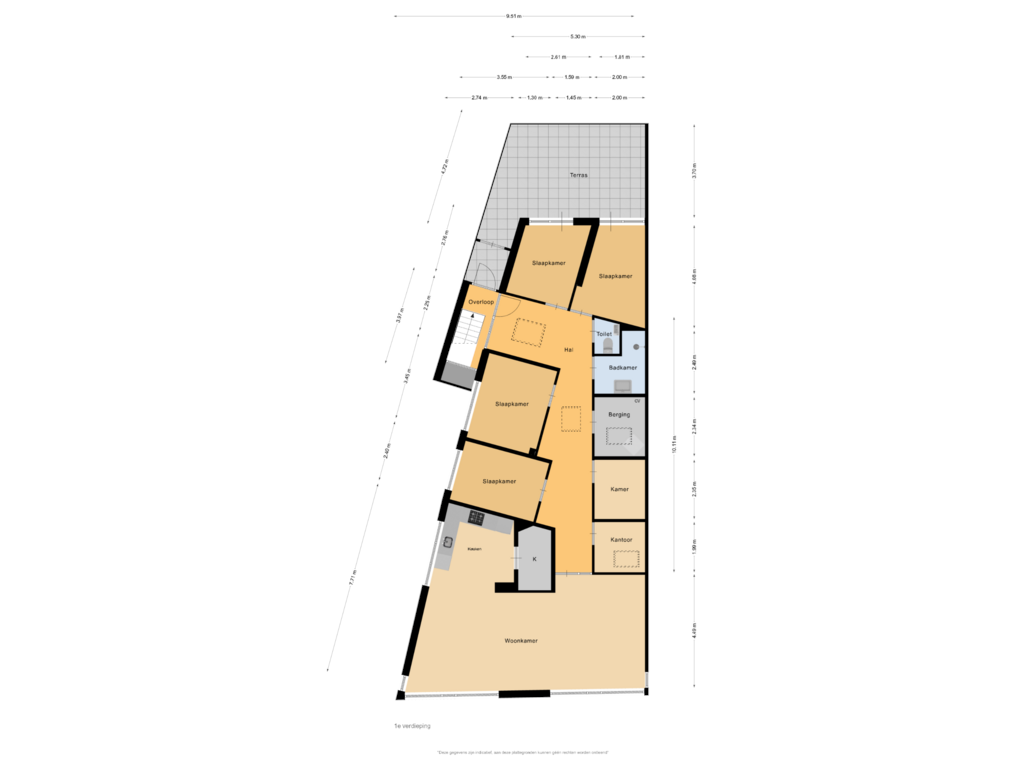 View floorplan of 1e verdieping of Dorpsstraat 39-A