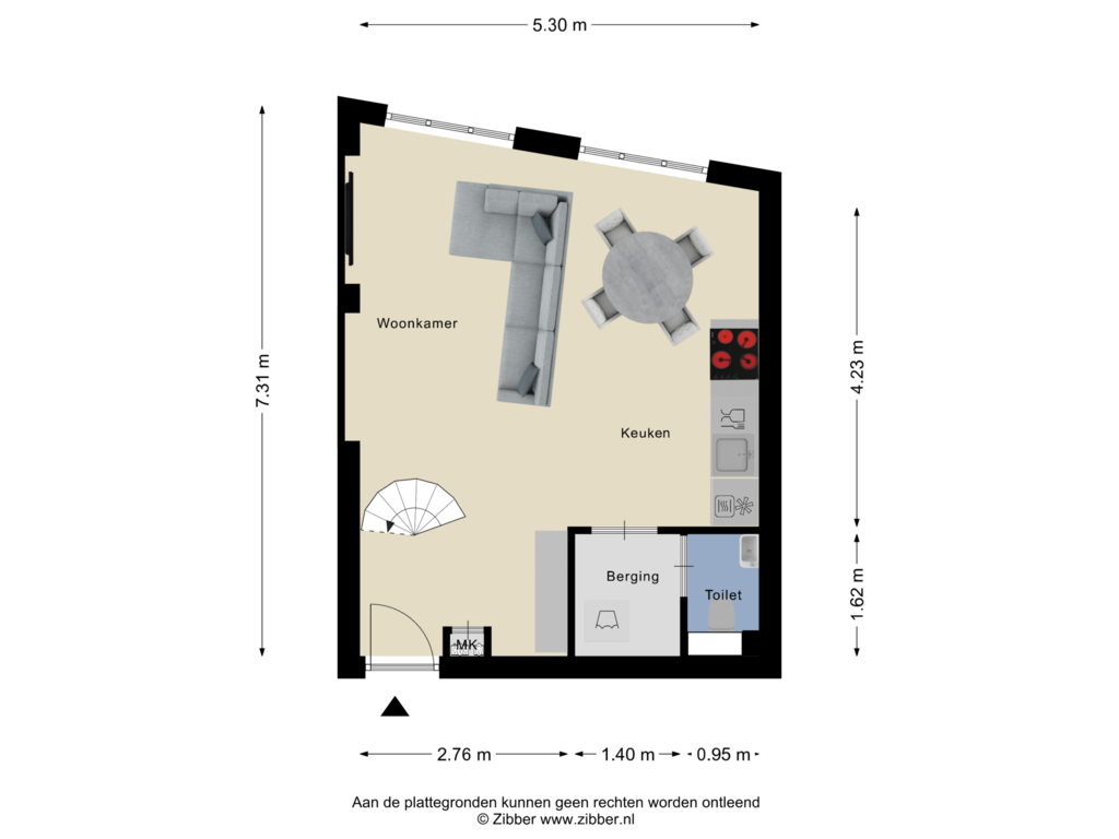 Bekijk plattegrond van Begane Grond van Oudegracht 198-C