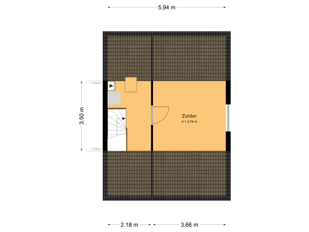 View floorplan of Tweede verdieping of Noordzeestraat 19