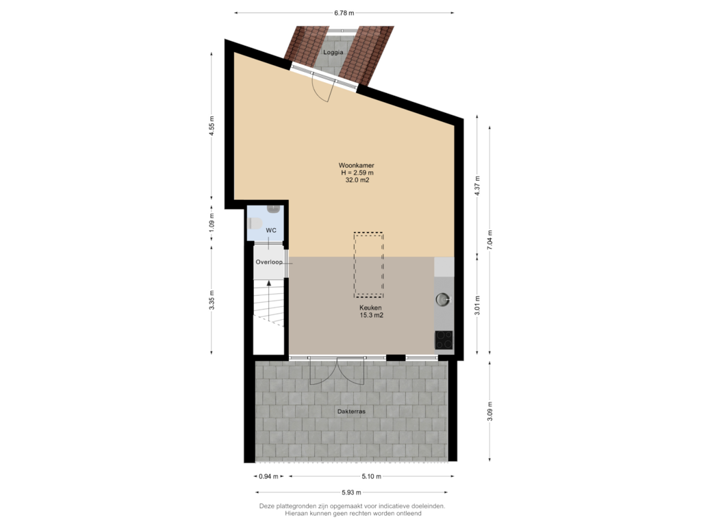 Bekijk plattegrond van 1e Verdieping van Turfmarkt 32-A