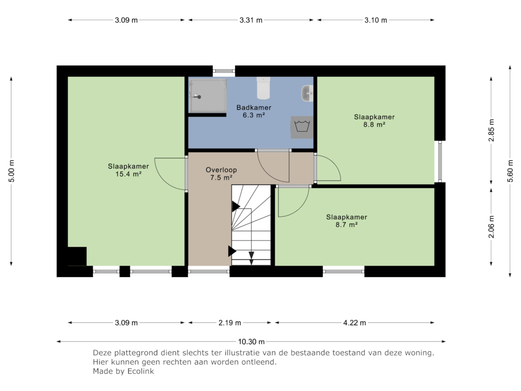 Bekijk plattegrond van 1e verdieping van Bachlaan 65