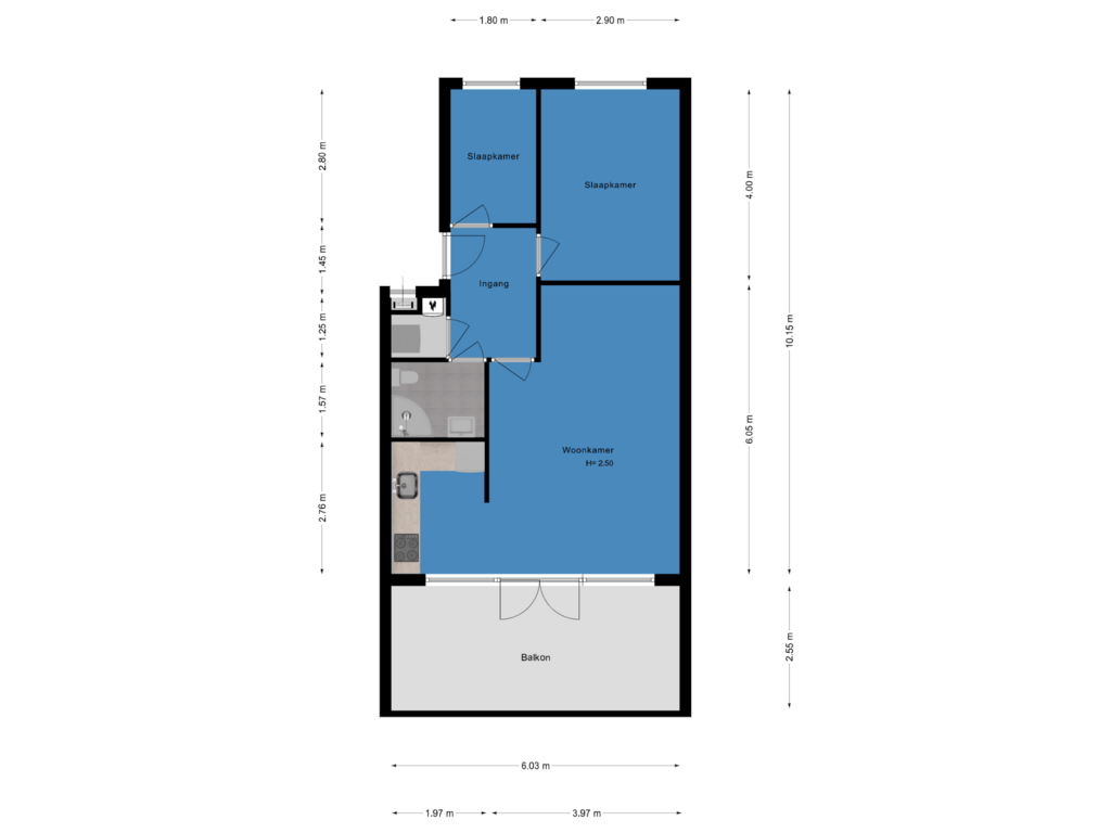 Bekijk plattegrond van Appartement van Strengen 102