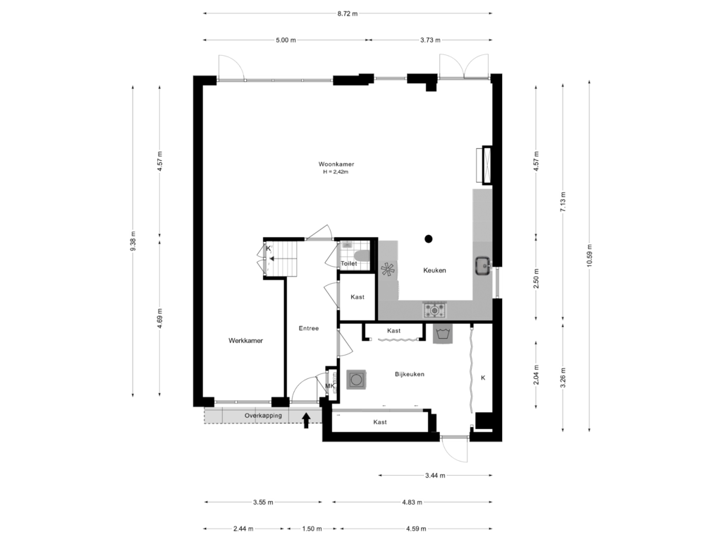 Bekijk plattegrond van Begane Grond van De Lange Akker 10