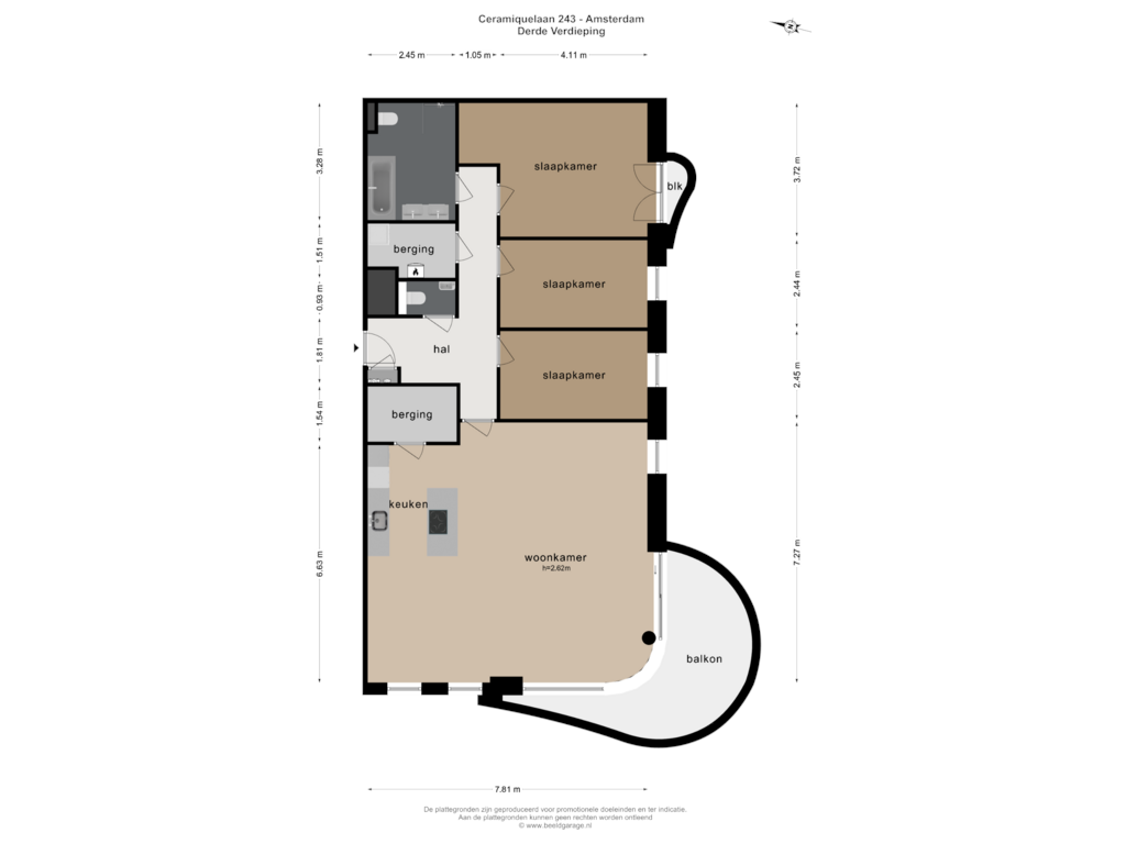 View floorplan of DERDE VERDIEPING of Céramiquelaan 243