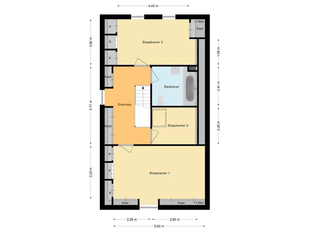 Bekijk plattegrond van Eerste verdieping van Markt 3