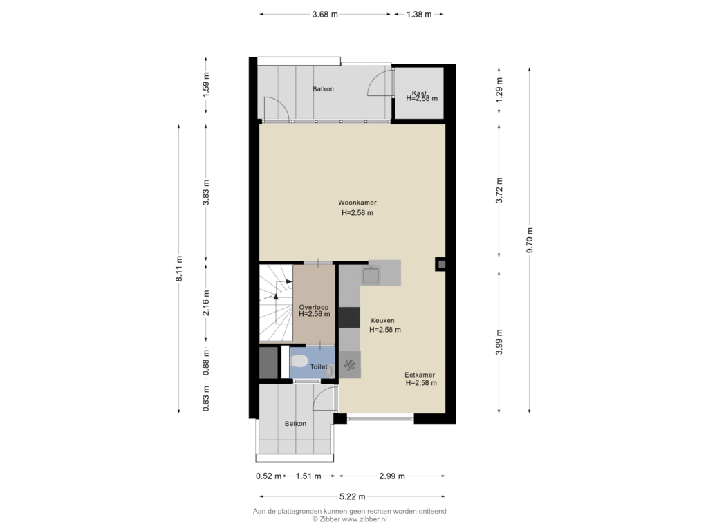 View floorplan of Eerste verdieping of Vlinderveen 207