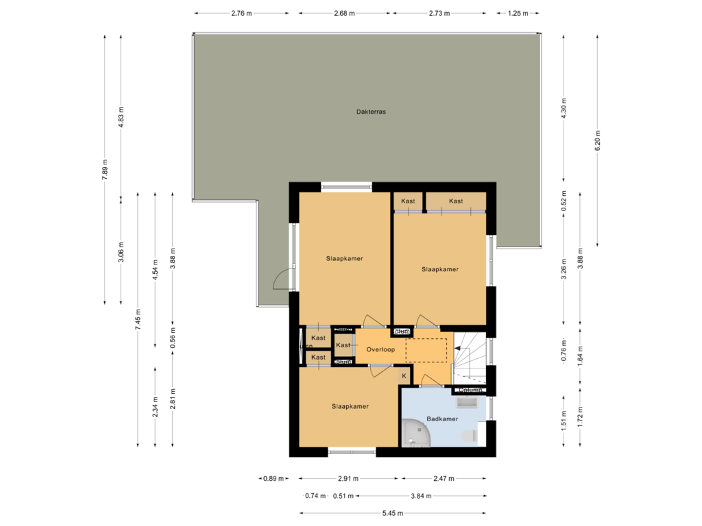 View floorplan of Eerste verdieping of Herenstraat 84