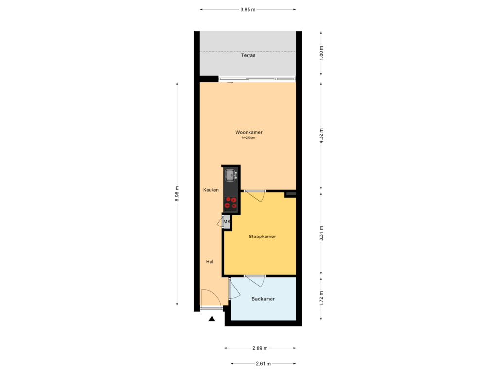 Bekijk plattegrond van Begane Grond van Oosterhiemweg 1-008