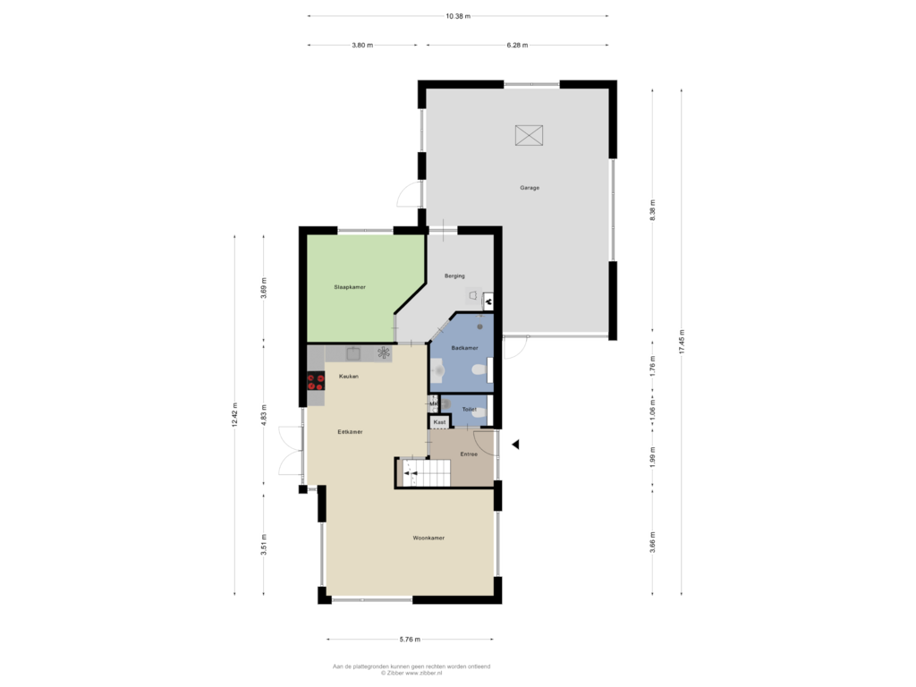 Bekijk plattegrond van Begane Grond van Weibuorren 26-A