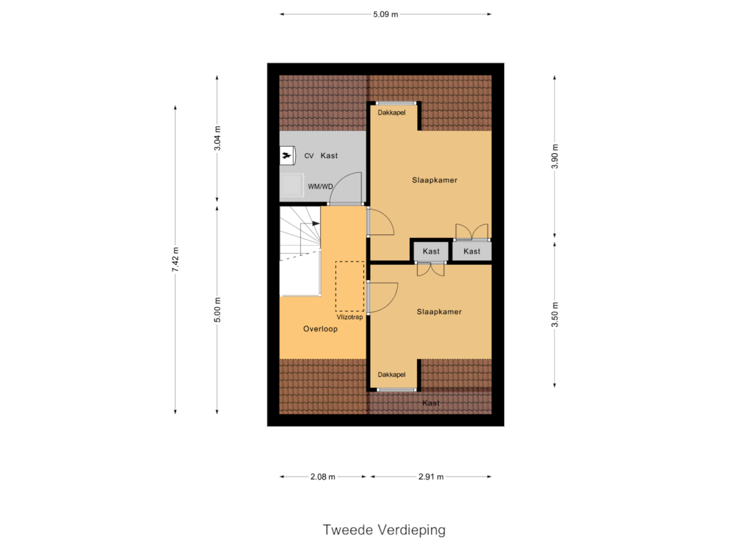 Bekijk plattegrond van Tweede Verdieping van Statenlaan 73