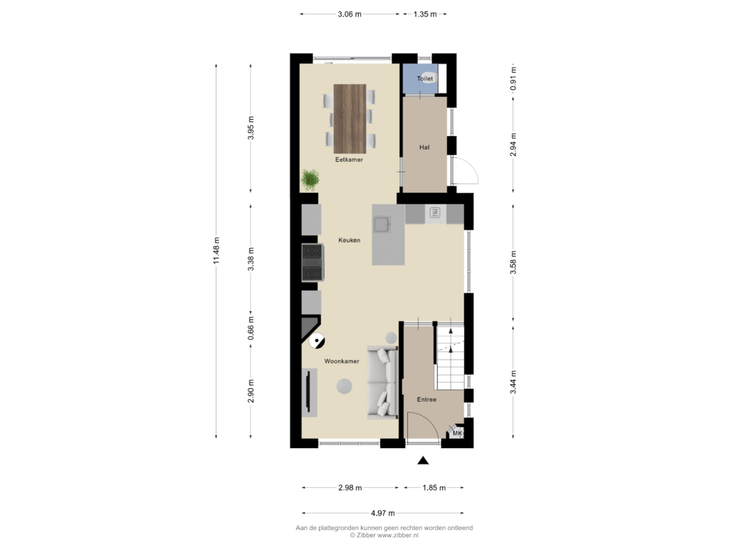 View floorplan of Begane grond of Wanroijseweg 16