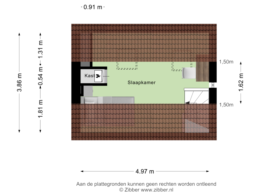 View floorplan of Tweede verdieping of Wanroijseweg 16