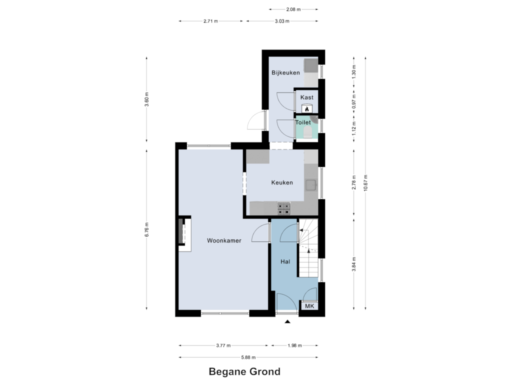 Bekijk plattegrond van Begane Grond van van der Renneweg 26