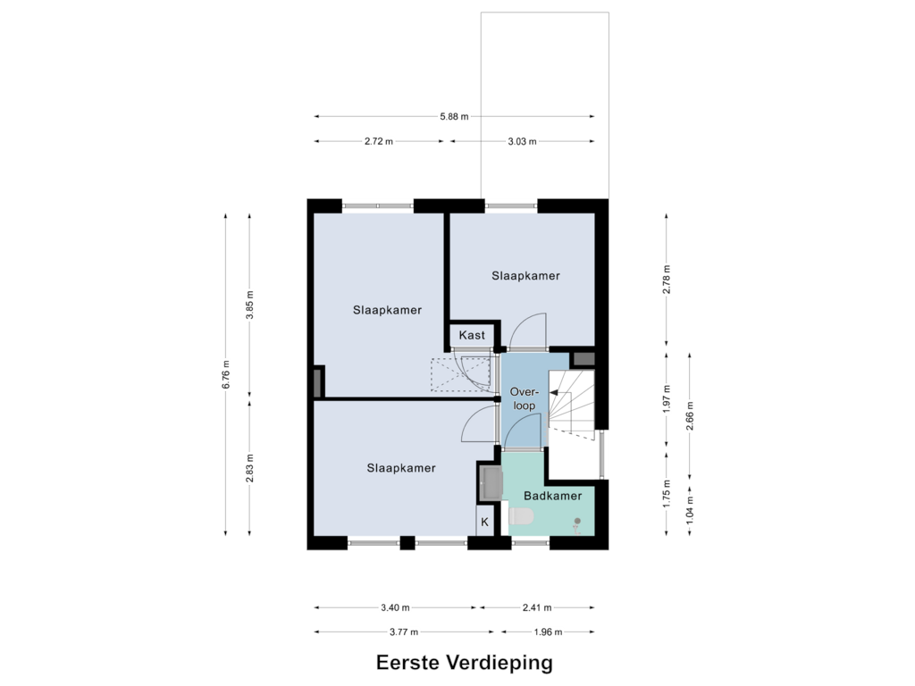 Bekijk plattegrond van Eerste Verdieping van van der Renneweg 26