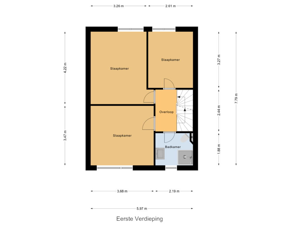 Bekijk plattegrond van Eerste Verdieping van Vlakestraat 7