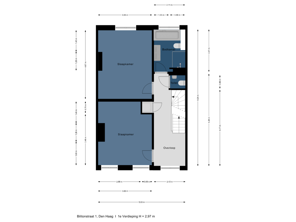 View floorplan of 1e Verdieping of Billitonstraat 1