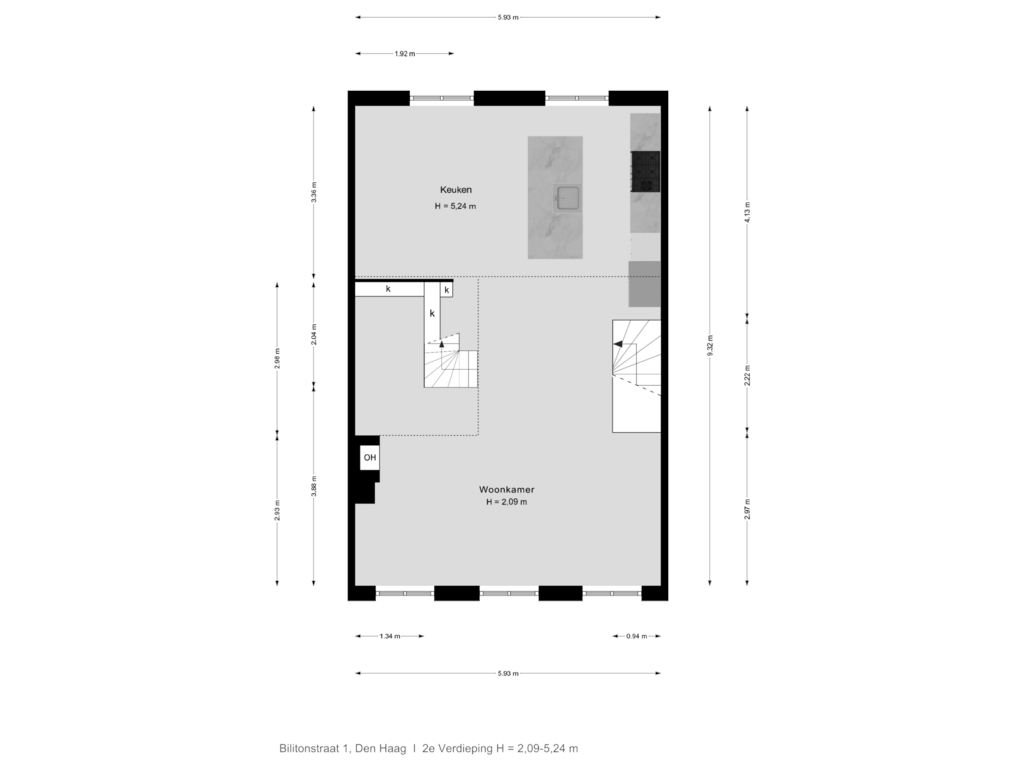 View floorplan of 2e Verdieping of Billitonstraat 1