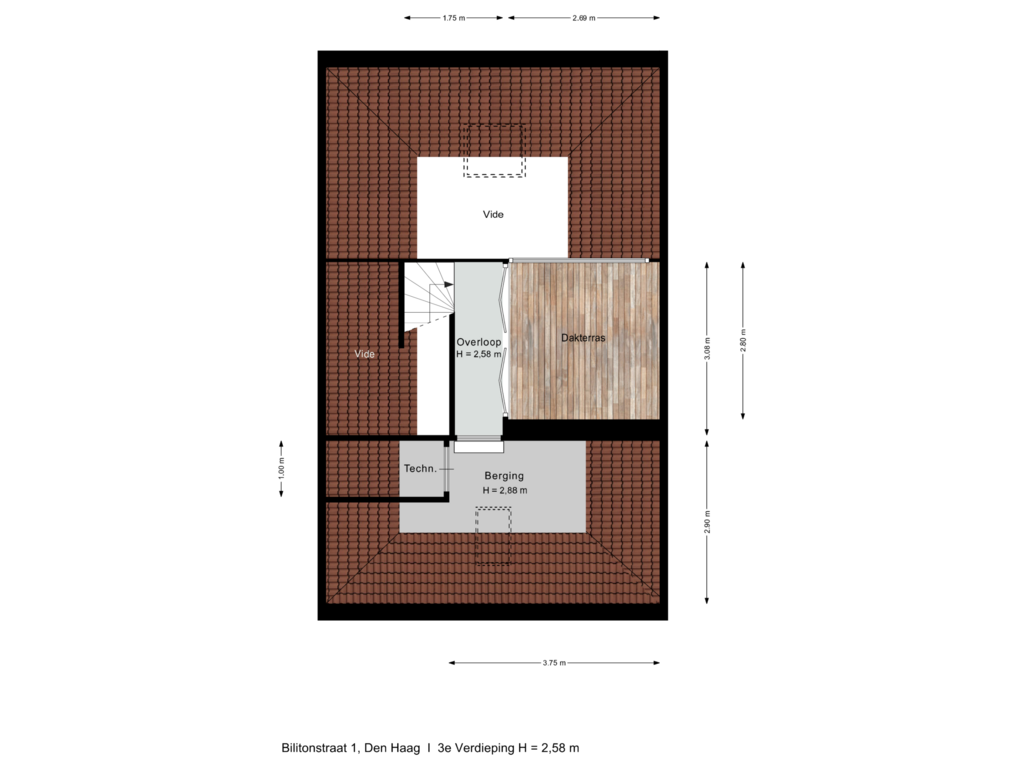 View floorplan of 3e Verdieping of Billitonstraat 1