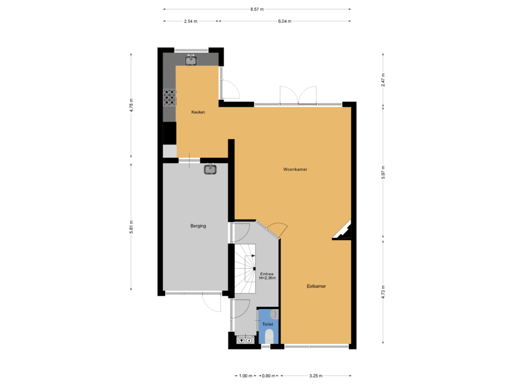 View floorplan of Begane grond of Charles Weddepohllaan 57