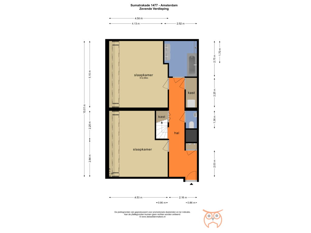 View floorplan of ZEVENDE VERDIEPING of Sumatrakade 1477