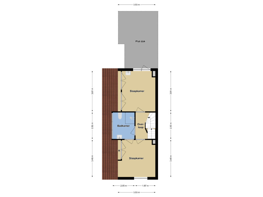 View floorplan of 1e verdieping of Moeshofweg 2