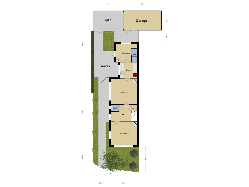 View floorplan of Tuinindeling of Moeshofweg 2