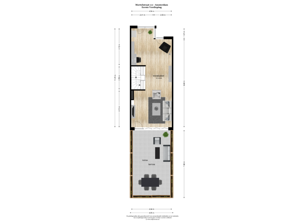 View floorplan of EERSTE VERDIEPING of Mortelstraat 111