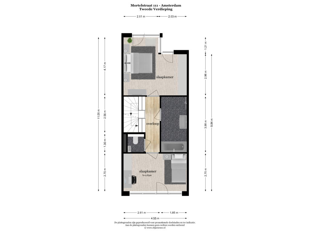 View floorplan of TWEEDE VERDIEPING of Mortelstraat 111