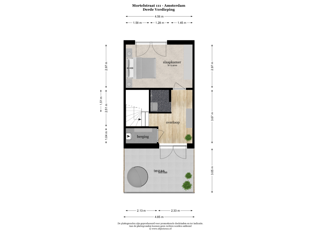 View floorplan of DERDE VERDIEPING of Mortelstraat 111