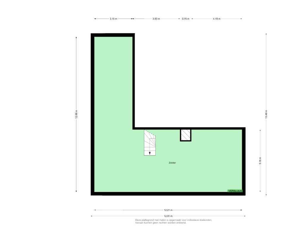 View floorplan of Second floor of Destombestraat 5-021