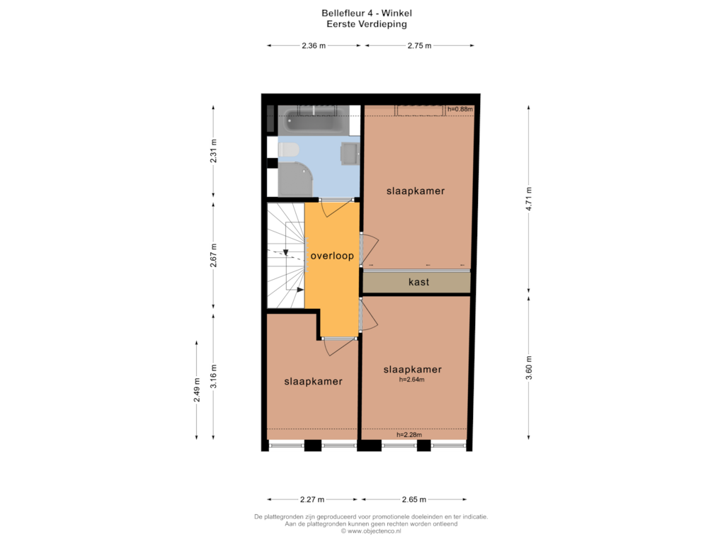 View floorplan of EERSTE VERDIEPING of Bellefleur 4