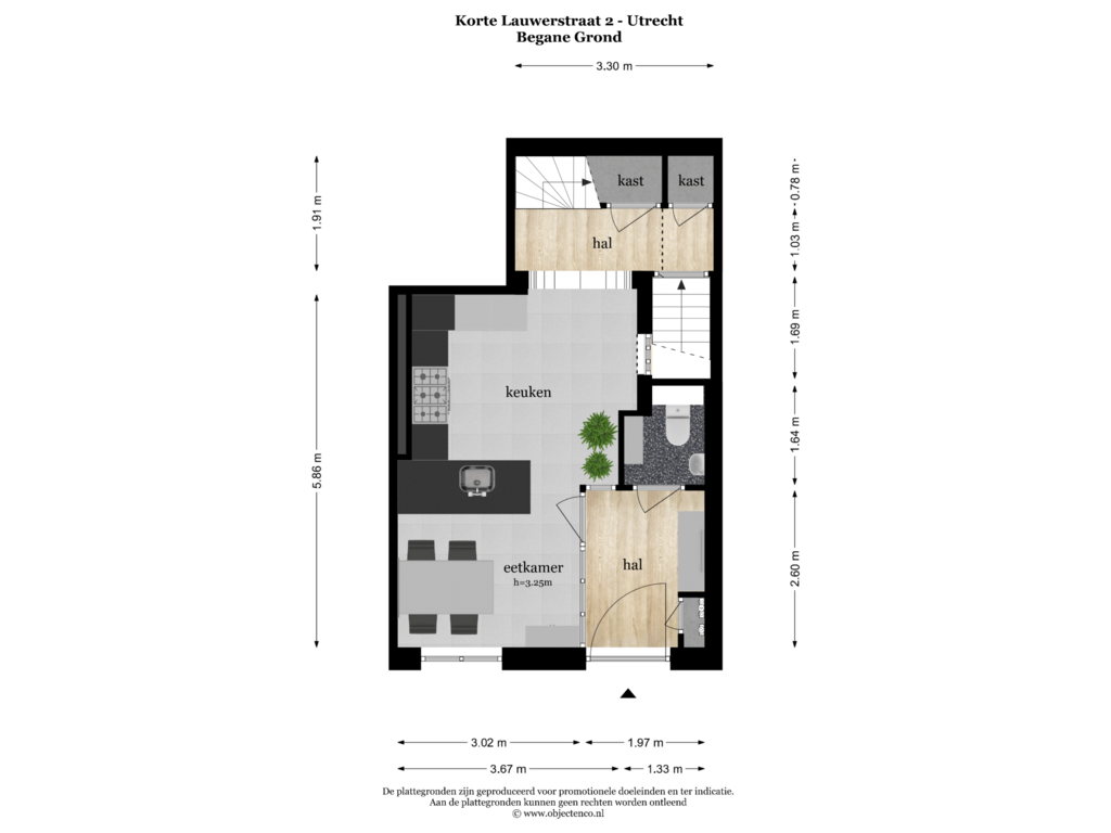 Bekijk plattegrond van BEGANE GROND van Korte Lauwerstraat 2