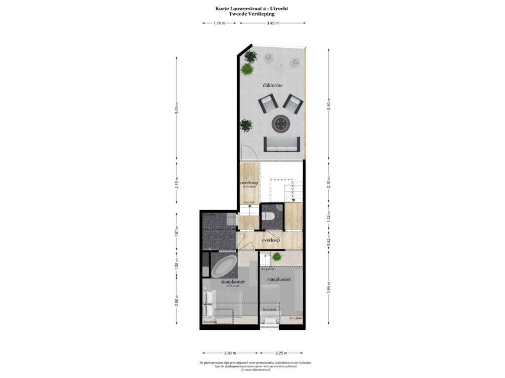 Bekijk plattegrond van TWEEDE VERDIEPING van Korte Lauwerstraat 2