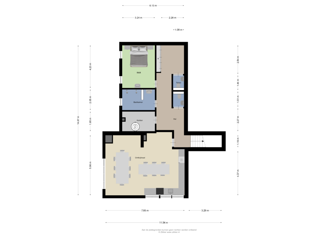 Bekijk plattegrond van Souterrain van Dorpsstraat 13-A