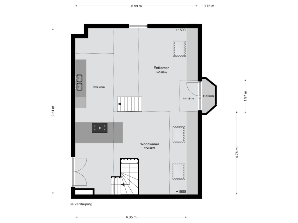 Bekijk plattegrond van 3e verdieping van Grevelingenstraat 9-2